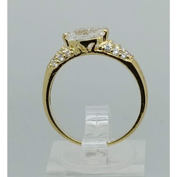 Vintage Gold Plated CZ Simulated Diamond Engagement Wedding Cocktail Ring Size 7 - Picture 3 of 10